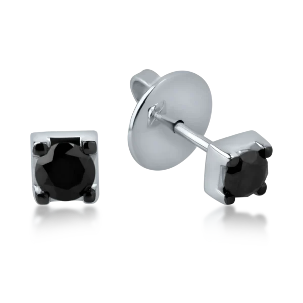 Cercei din aur alb cu diamante negre de 0.34ct