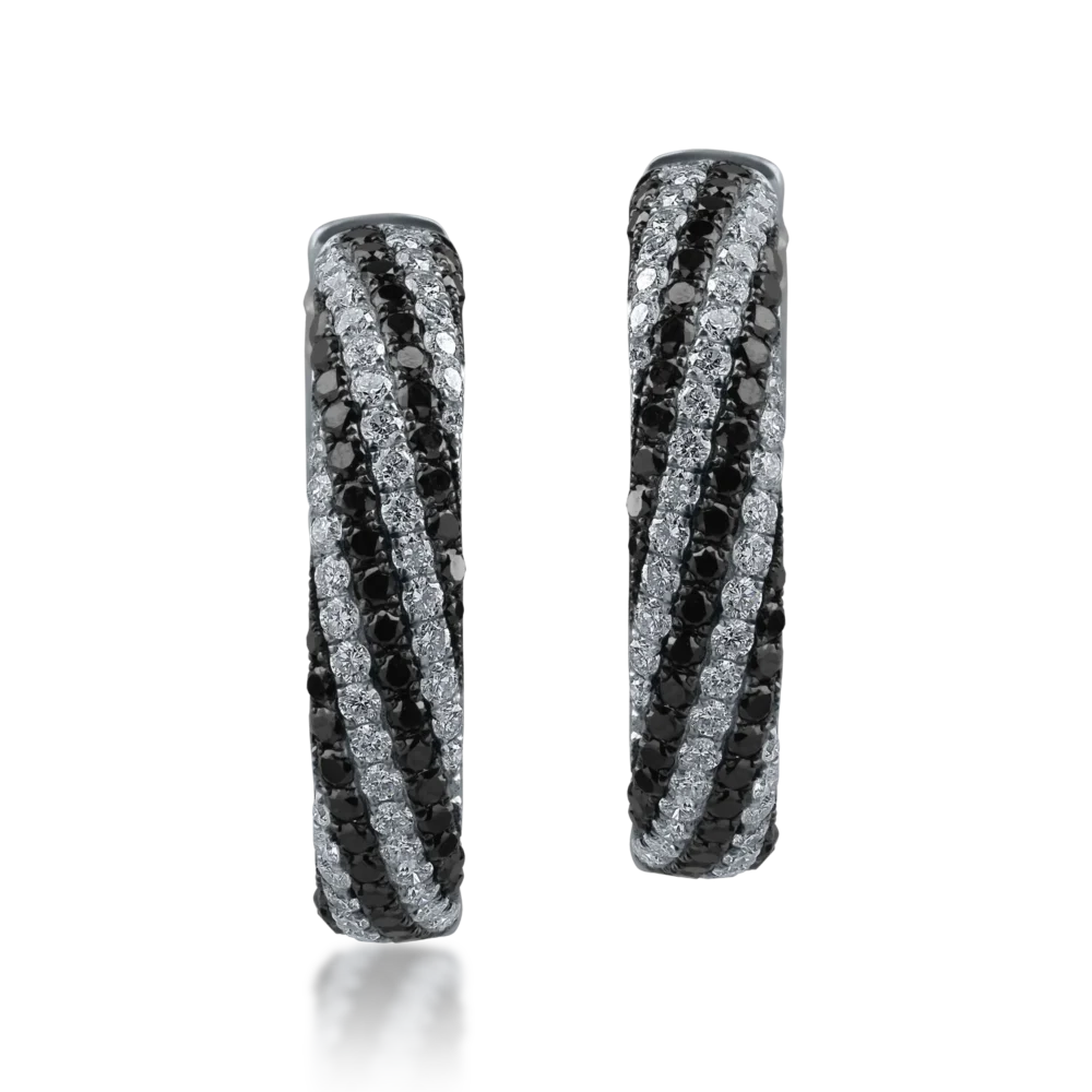 Cercei din aur alb cu diamante negre de 1.84ct si diamante incolore de 1.7ct - imagine 2