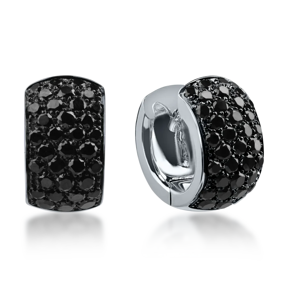 Cercei din aur alb cu diamante negre de 1.92ct