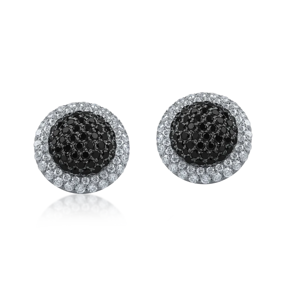 Cercei din aur alb cu diamante negre si incolore de 2.3ct - imagine 2
