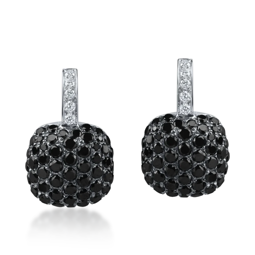 Cercei din aur alb cu diamante negre si incolore de 2.6ct - imagine 2