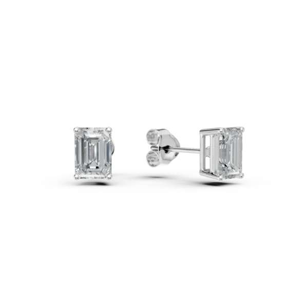 Cercei din aur alb cu diamante solitaire emerald de 3ct create in laborator