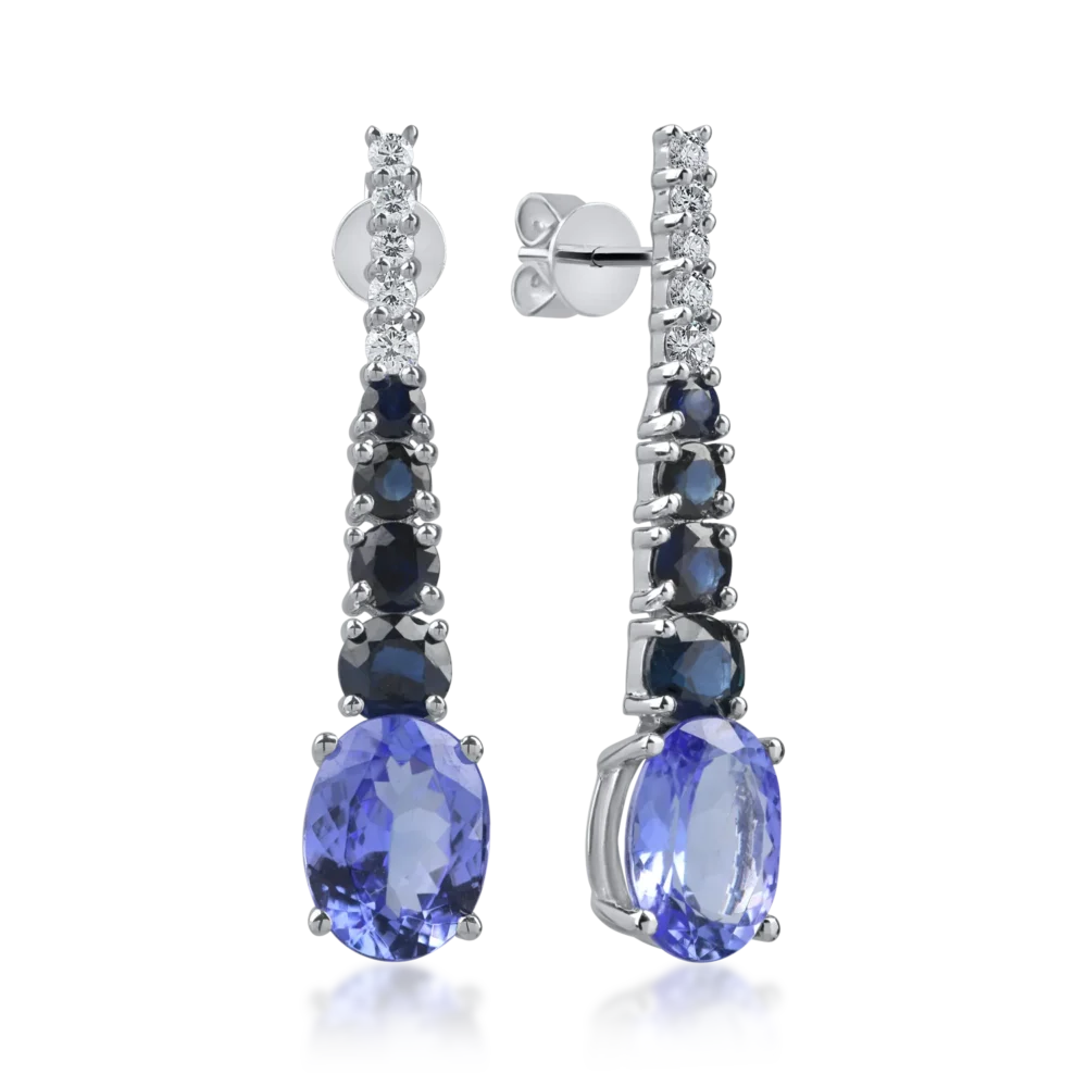 Cercei din aur alb cu pietre pretioase si semipretioase de 5.5ct