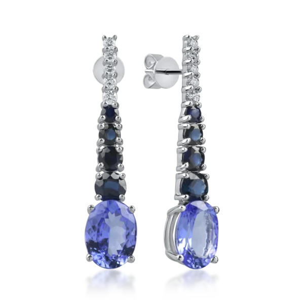 Cercei din aur alb cu pietre pretioase si semipretioase de 5.5ct