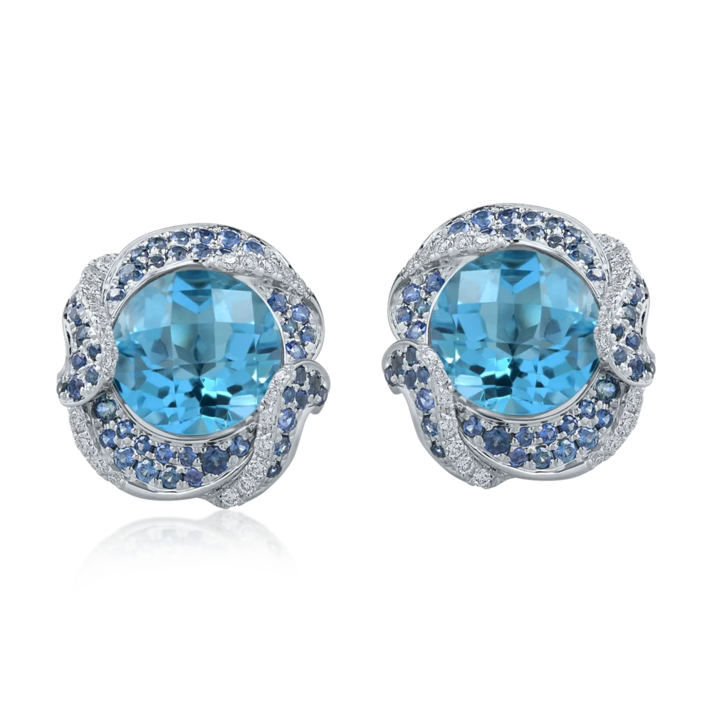 Cercei din aur alb cu pietre pretioase si semipretioase de 8.2ct - imagine 2