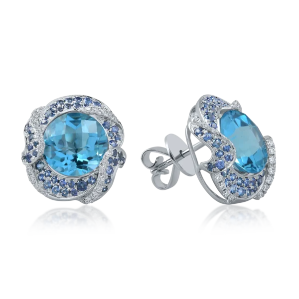 Cercei din aur alb cu pietre pretioase si semipretioase de 8.2ct