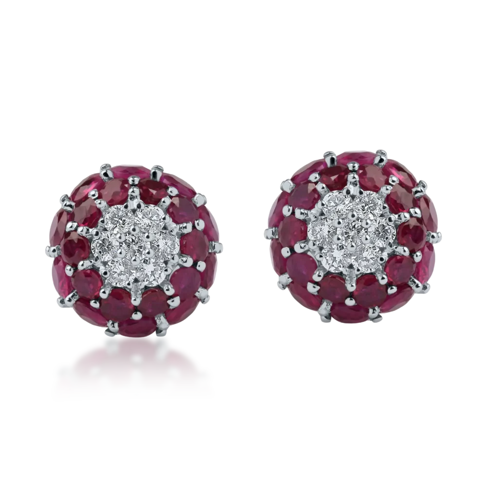 Cercei din aur alb cu rubine de 3.43ct si diamante de 0.31ct - imagine 2