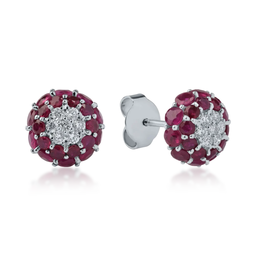 Cercei din aur alb cu rubine de 3.43ct si diamante de 0.31ct