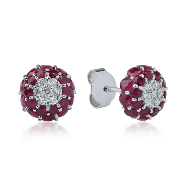 Cercei din aur alb cu rubine de 3.43ct si diamante de 0.31ct