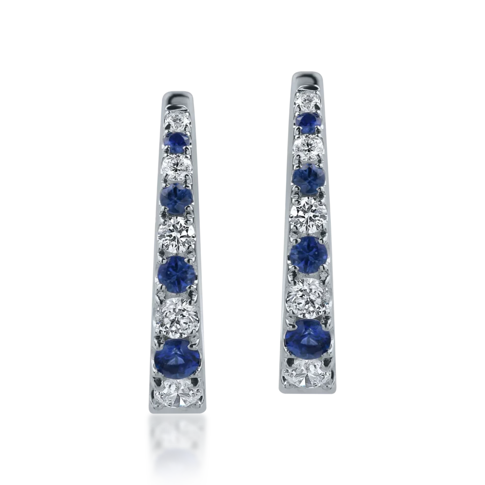 Cercei din aur alb cu safire de 0.39ct si diamante de 0.41ct - imagine 2