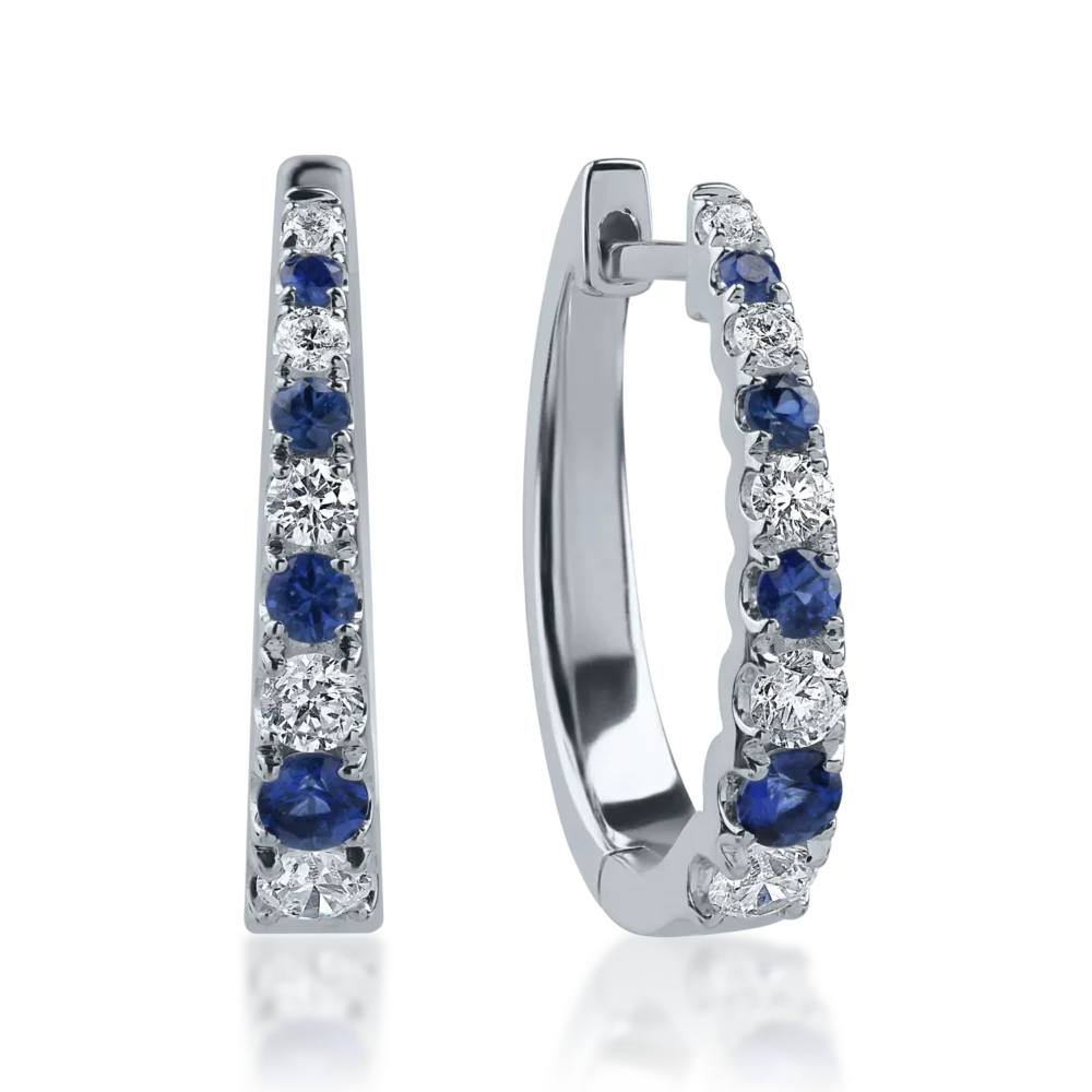 Cercei din aur alb cu safire de 0.39ct si diamante de 0.41ct
