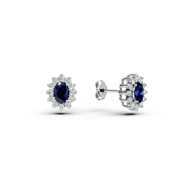 Cercei din aur alb cu safire de 1.16ct si diamante de 0.44ct