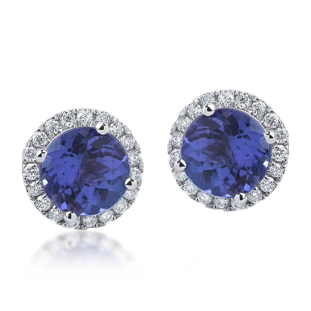 Cercei din aur alb cu tanzanite de 1.89ct si diamante de 0.19ct - imagine 2