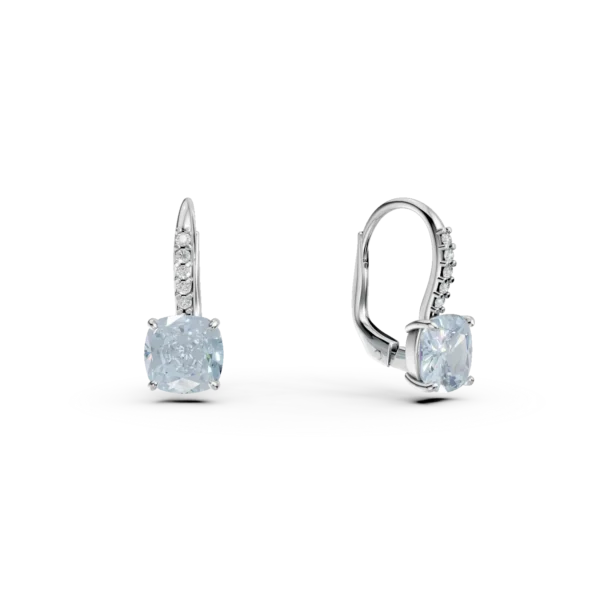 Cercei din aur alb cu topaze cushion de 2.2ct si zirconii