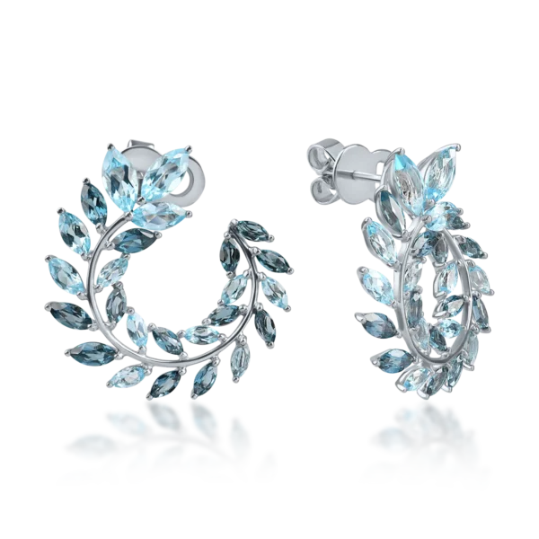 Cercei din aur alb cu topaze marquise de 6.7ct