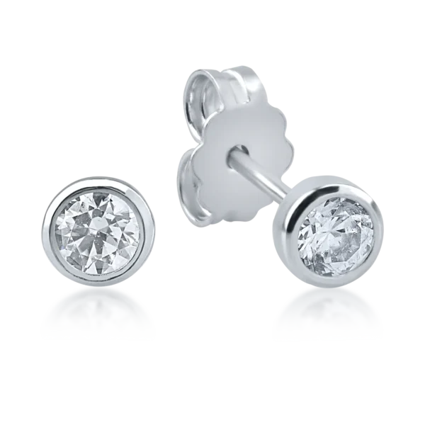 Cercei din aur alb cu zirconia solitaire