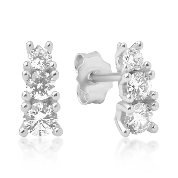 Cercei din aur alb cu zirconia