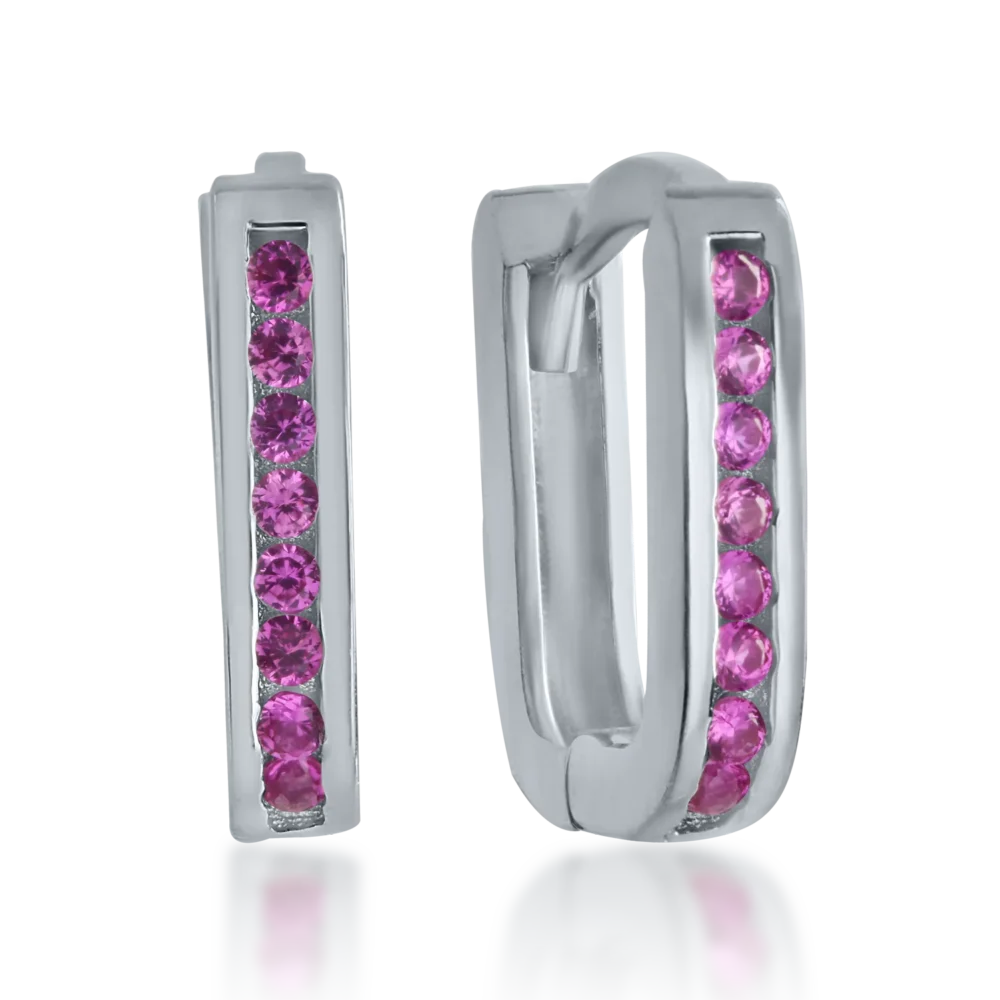 Cercei din aur alb cu zirconii roz