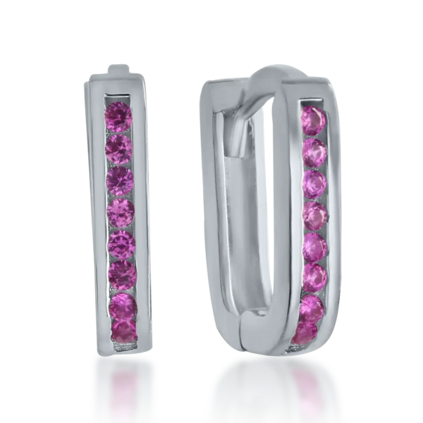 Cercei din aur alb cu zirconii roz