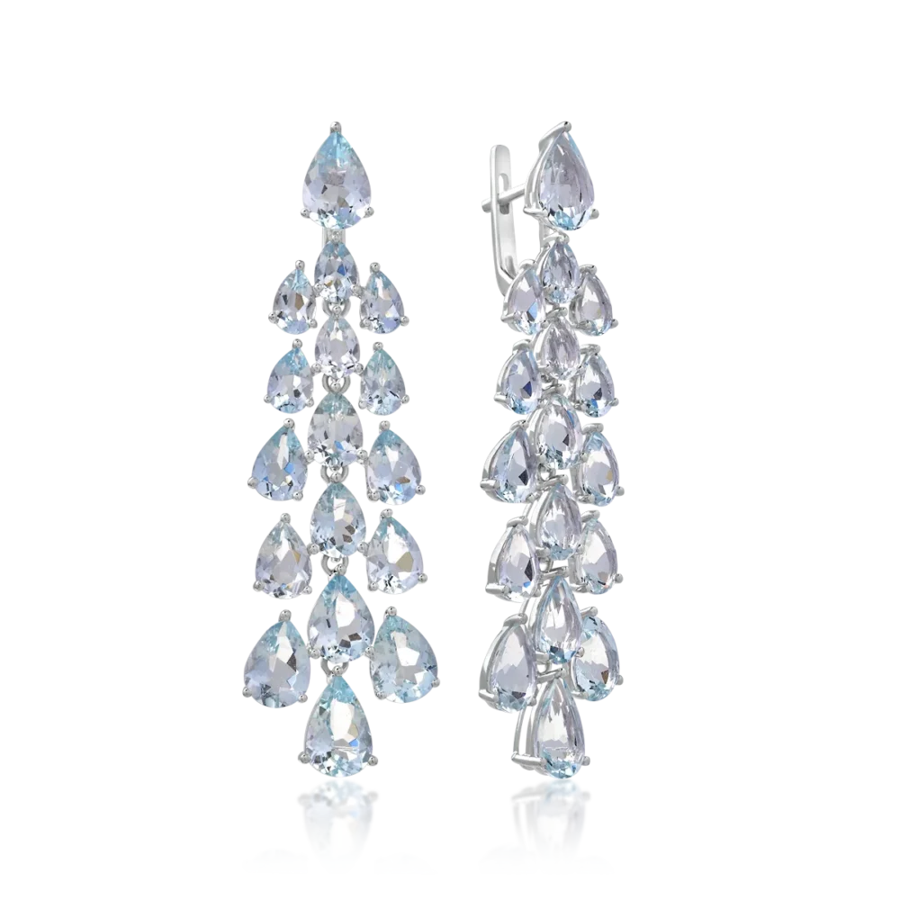 Cercei din aur alb cu acvamarine de 22.32ct