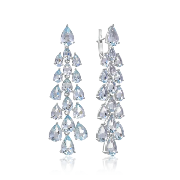 Cercei din aur alb cu acvamarine de 22.32ct
