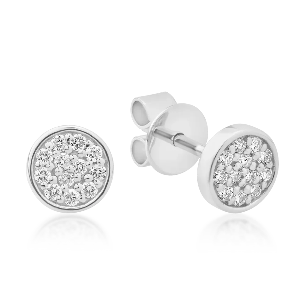 Cercei din aur alb cu diamante de 0.141ct