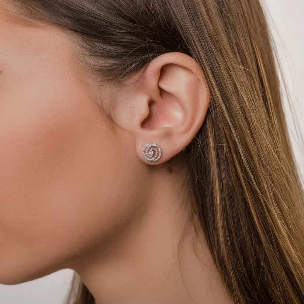 Cercei din aur alb cu diamante de 0.39ct - imagine 3