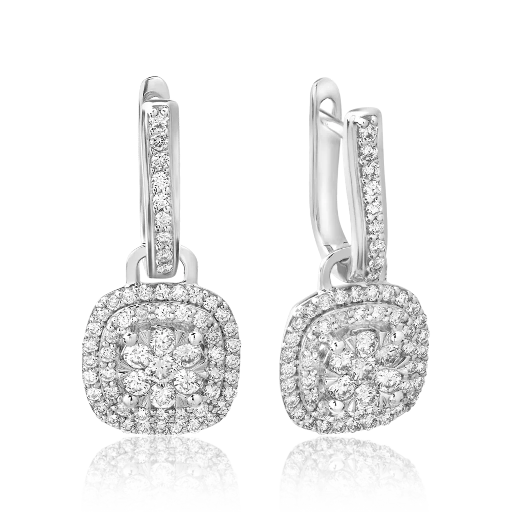 Cercei din aur alb cu diamante de 1ct