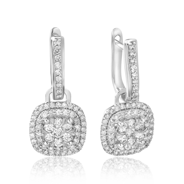 Cercei din aur alb cu diamante de 1ct