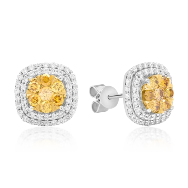 Cercei din aur alb cu diamante fancy-galben de 0.568ct si diamante de 0.426ct