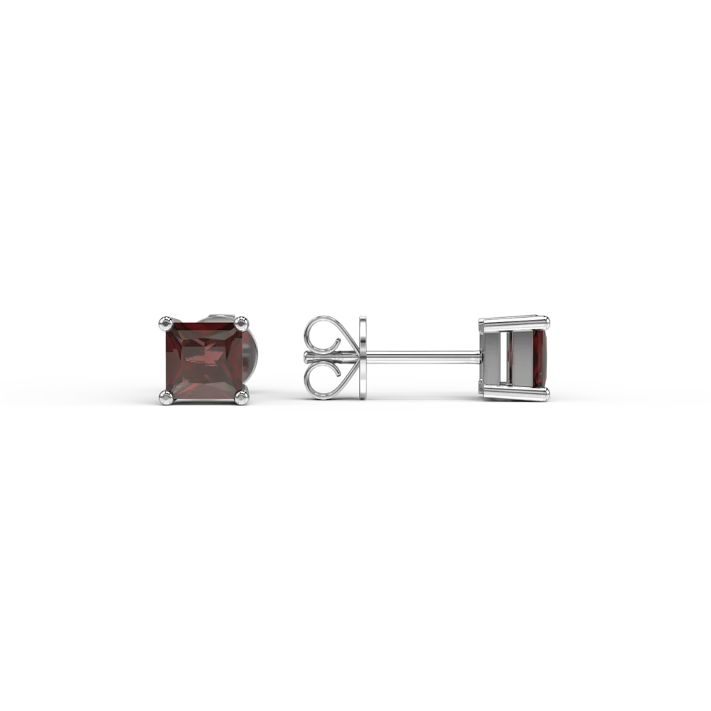 Cercei din aur alb cu rubine princess de 0.145ct - imagine 3