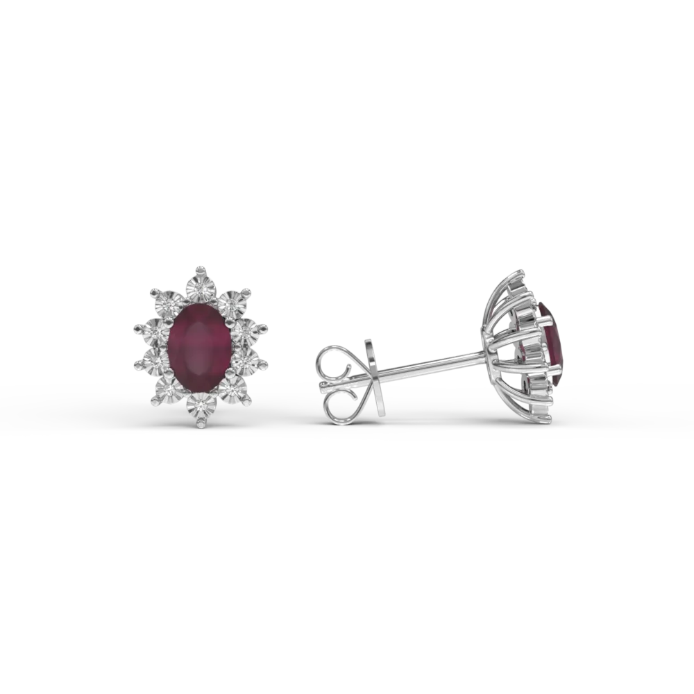 Cercei din aur alb cu rubine ovale de 1.96ct si diamante de 0.05ct - imagine 3