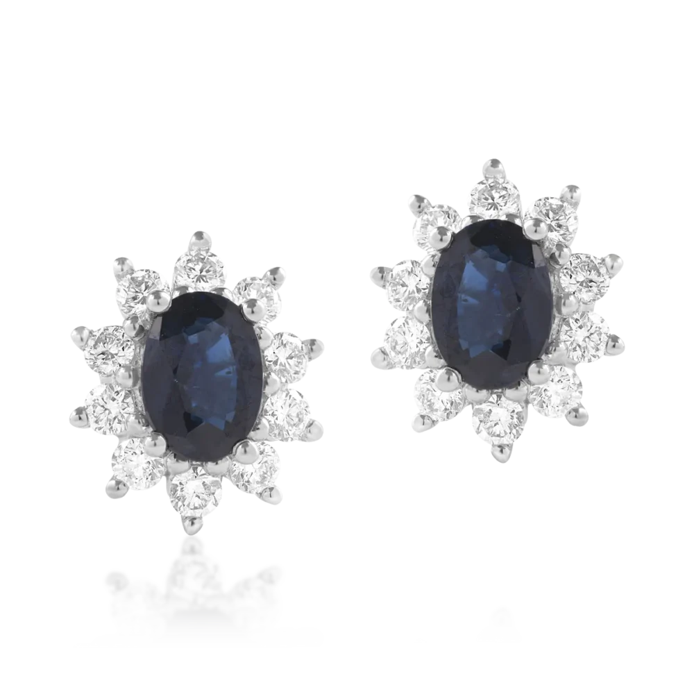 Cercei din aur alb cu safire ovale de 2ct si diamante de 0.84ct - imagine 2