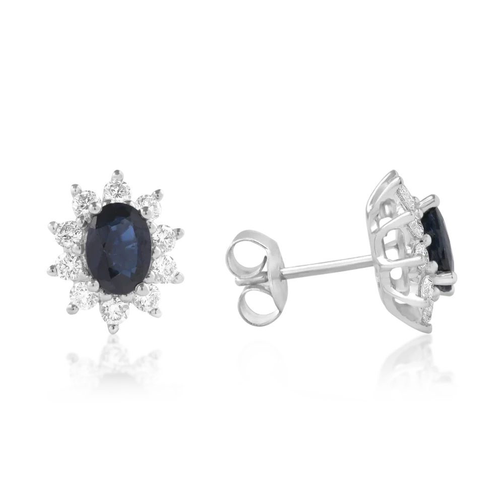 Cercei din aur alb cu safire ovale de 2ct si diamante de 0.84ct - imagine 3