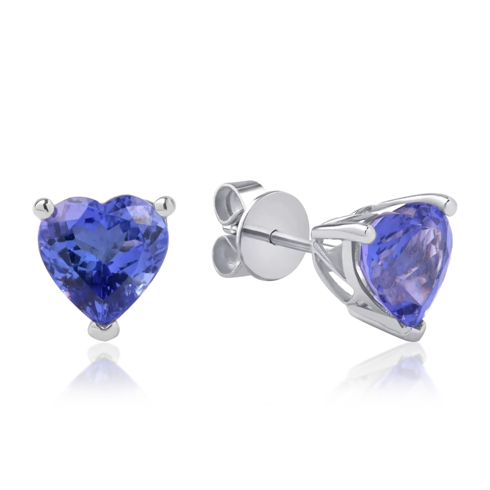 Cercei din aur alb cu tanzanite heart de 3.92ct