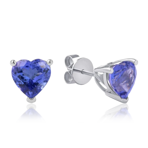 Cercei din aur alb cu tanzanite heart de 3.92ct