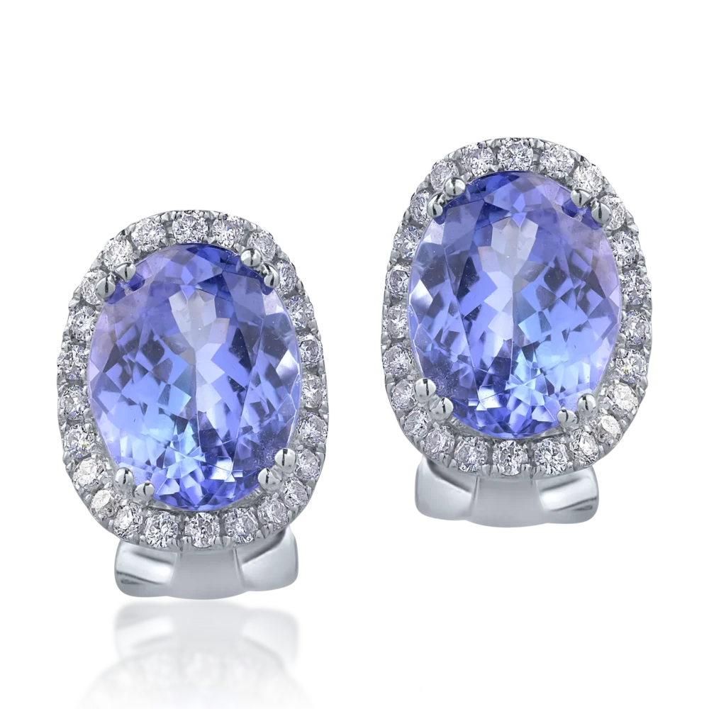 Cercei din aur alb cu tanzanite ovale de 4.74ct si diamante round de 0.38ct - imagine 2