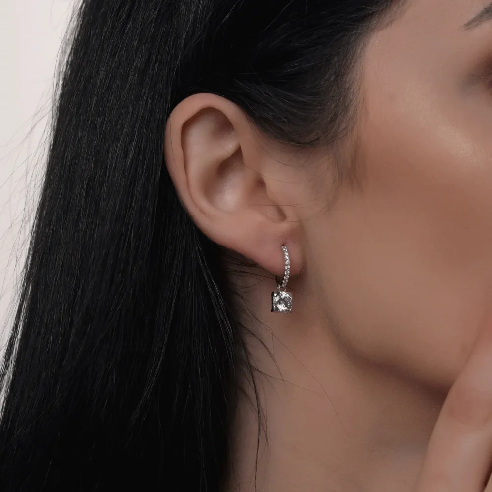 Cercei din aur alb - imagine 4