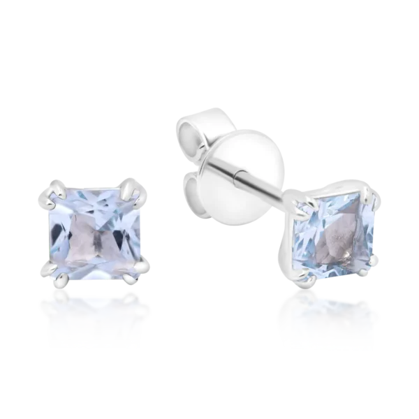 Cercei din aur alb cu acvamarine princess de 0.57ct