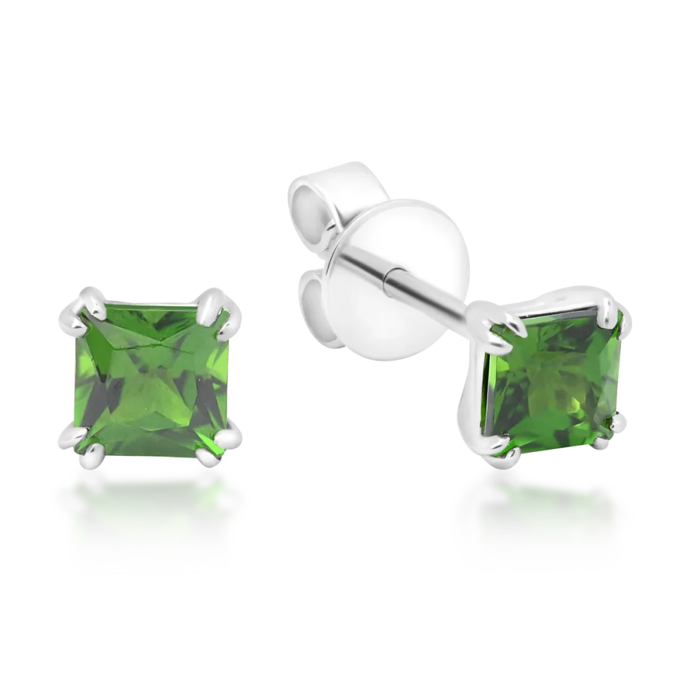 Cercei din aur alb cu cromdiopsid princess de 0.78ct