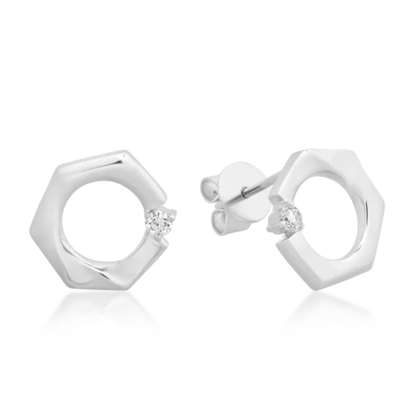 Cercei din aur alb cu diamant de 0.069ct