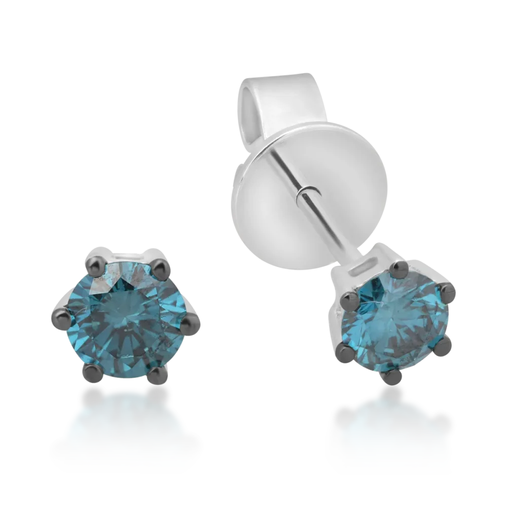 Cercei din aur alb cu diamante albastre de 0.6ct