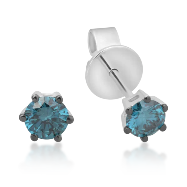 Cercei din aur alb cu diamante albastre de 0.6ct