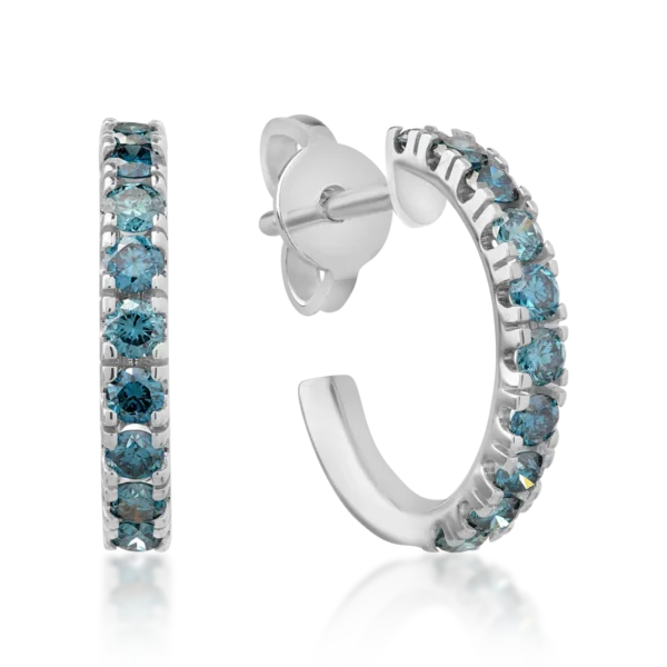 Cercei din aur alb cu diamante albastre de 0.8ct