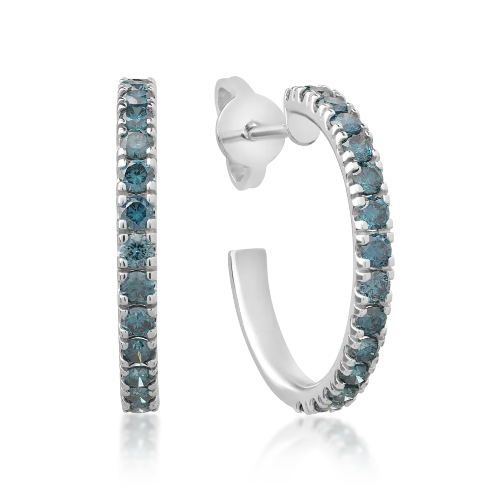 Cercei din aur alb cu diamante albastre de 1.1ct