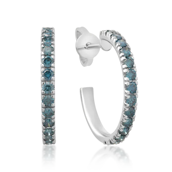 Cercei din aur alb cu diamante albastre de 1.1ct
