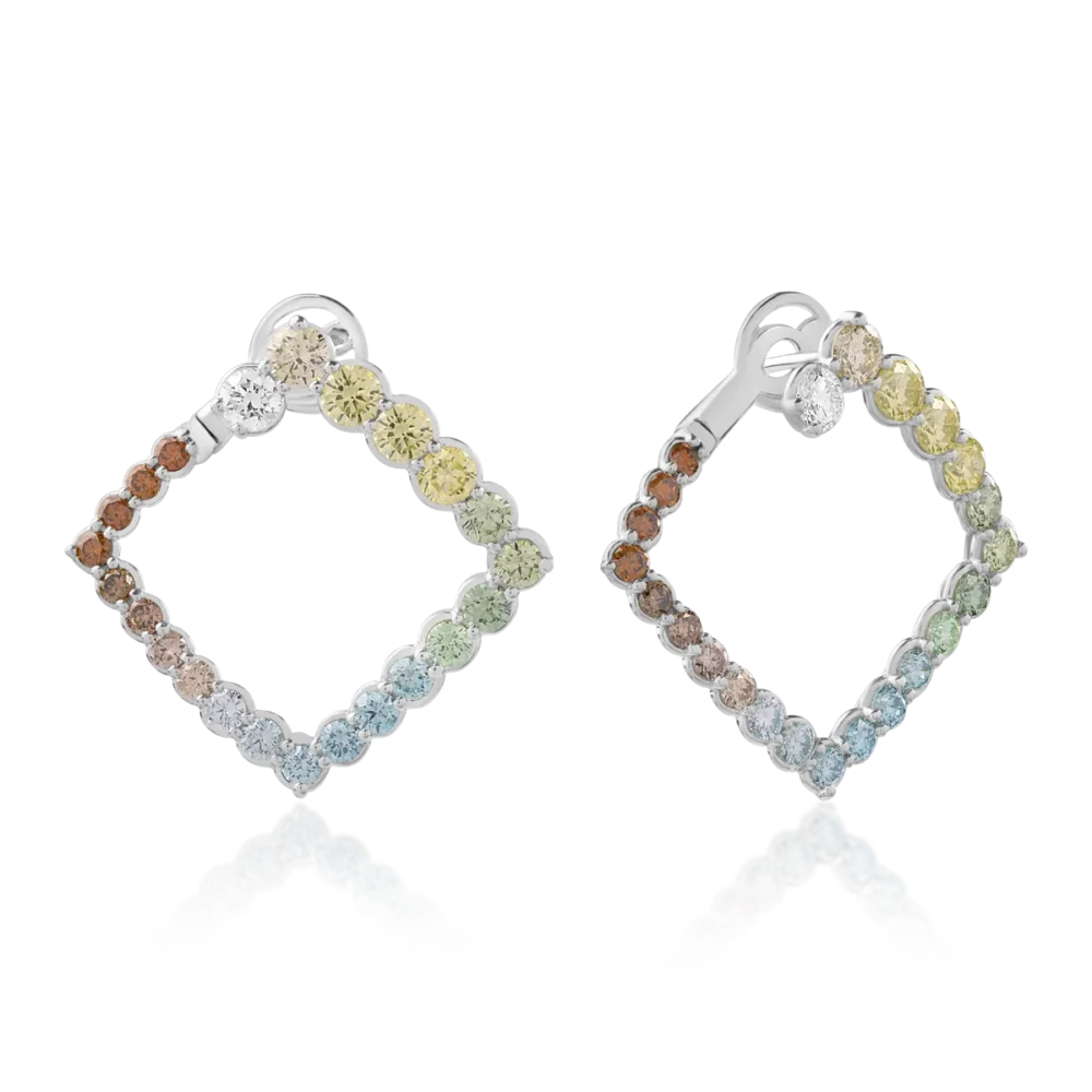Cercei din aur alb cu diamante colorate de 3.27ct