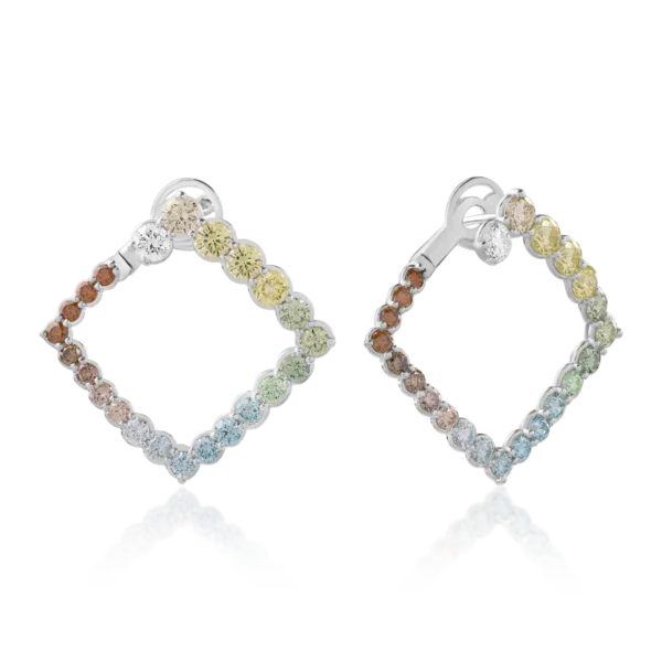 Cercei din aur alb cu diamante colorate de 3.27ct