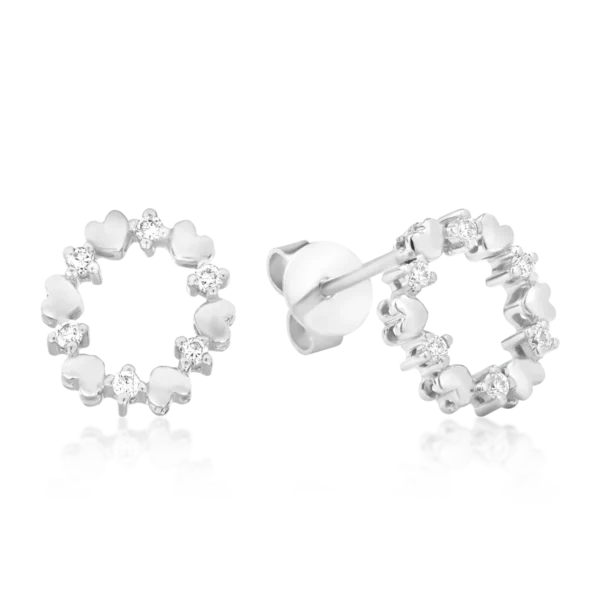 Cercei din aur alb cu diamante de 0.01ct