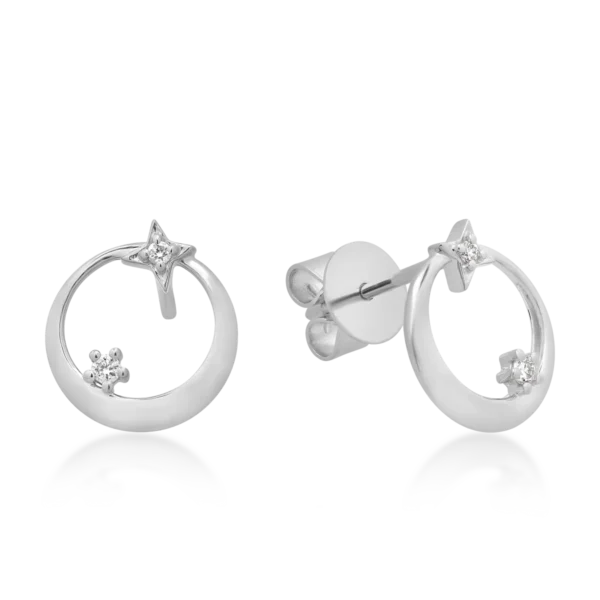 Cercei din aur alb cu diamante de 0.034ct